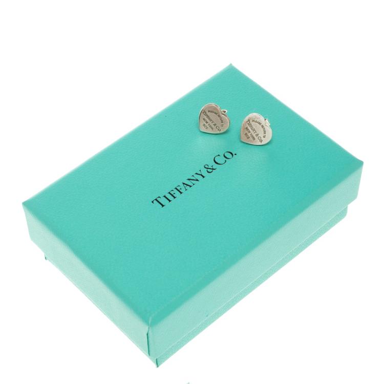 Pre Owned Tiffany & Co Return To Tiffany Silver Heart Stud Earrings