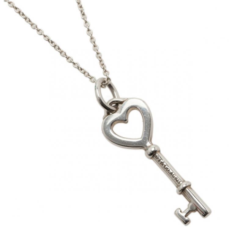Pre Owned Tiffany & Co. Tiffany Keys Heart Key Sterling Silver Pendant