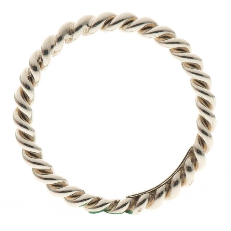 Pre Owned Tiffany & Co. Twist Silver Narrow Band Ring Size 55