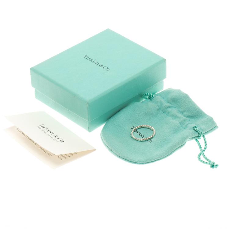 Pre Owned Tiffany & Co. Twist Silver Narrow Band Ring Size 55