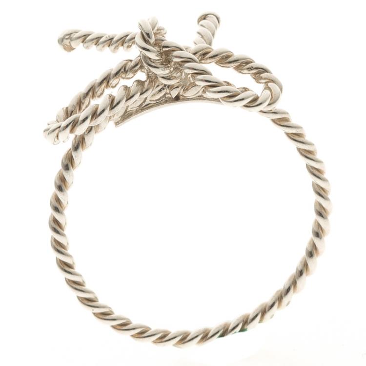 Pre Owned Tiffany & Co. Twist Bow Silver Ring Size 53
