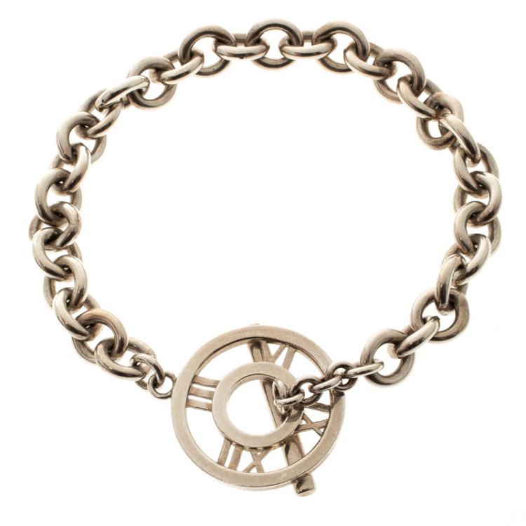 Pre Owned Tiffany & Co Atlas Silver Chain Link Toggle Bracelet 