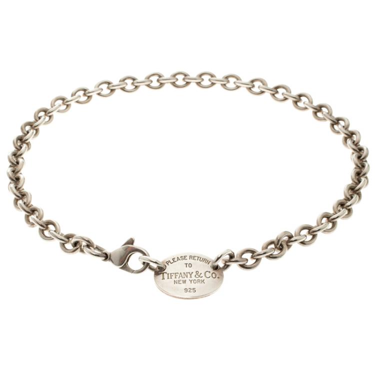 Pre Owned Tiffany & Co. Return to Tiffany Oval Tag Silver Necklace