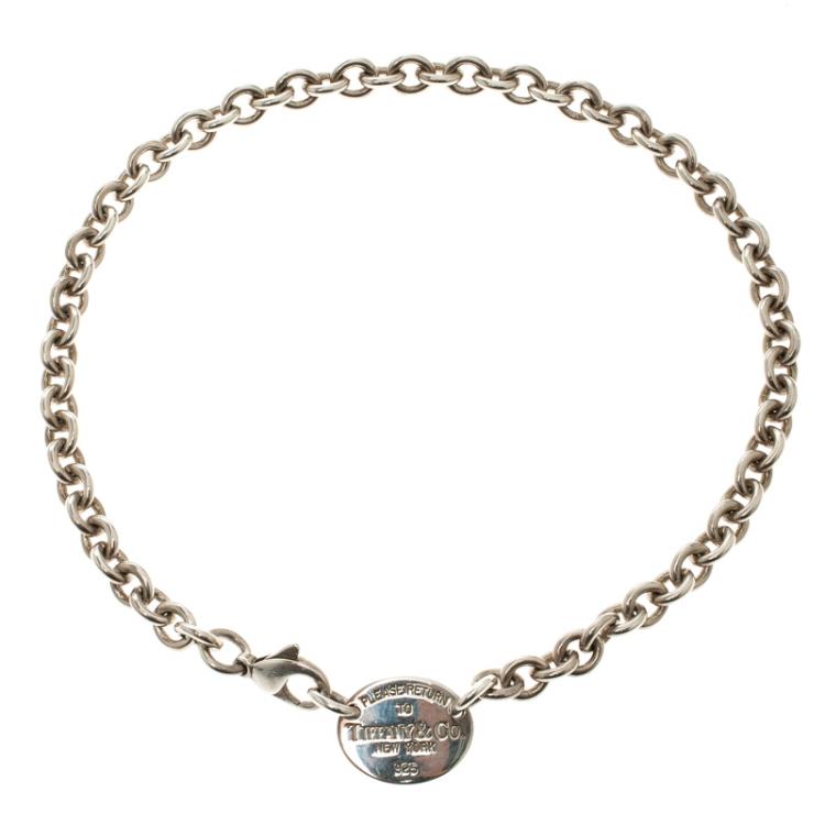 Pre Owned Tiffany & Co. Return to Tiffany Oval Tag Silver Necklace