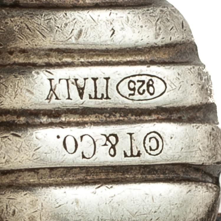 Pre Owned Tiffany & Co. Red & Black Enamel Ladybug Silver Charm Pendant