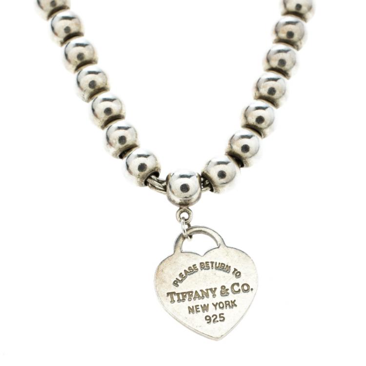 Pre Owned Tiffany & Co. Return to Tiffany Heart Tag Enamel Silver Beads Bracelet