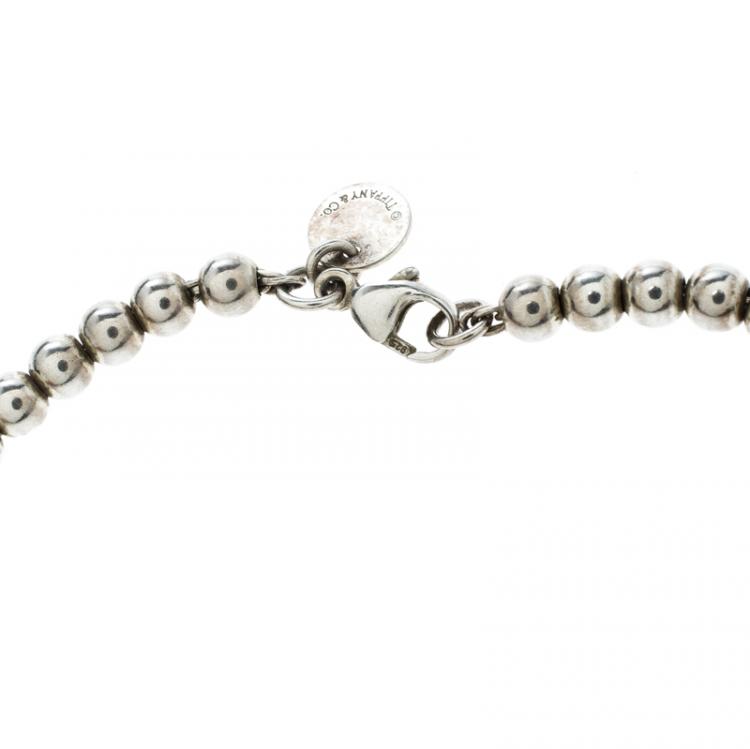 Pre Owned Tiffany & Co. Return to Tiffany Heart Tag Enamel Silver Beads Bracelet