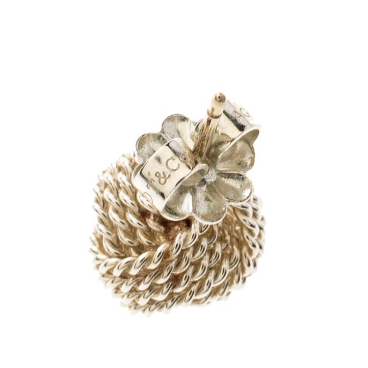 مملوكة مسبقًا Tiffany & Co. Tiffany Twist Knot Silver Stud Earrings 