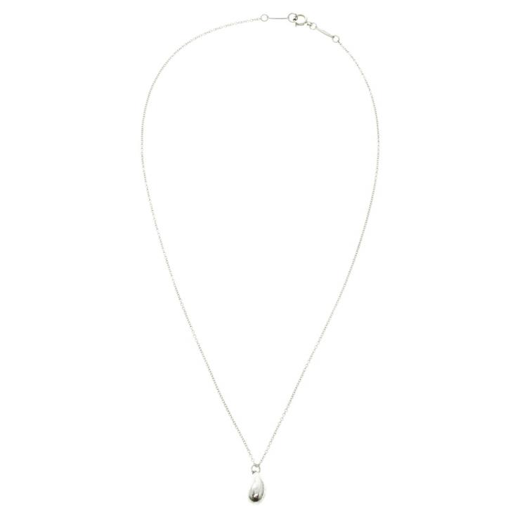 Pre Owned Tiffany Elsa Peretti Teardrop Silver Pendant Chain Necklace