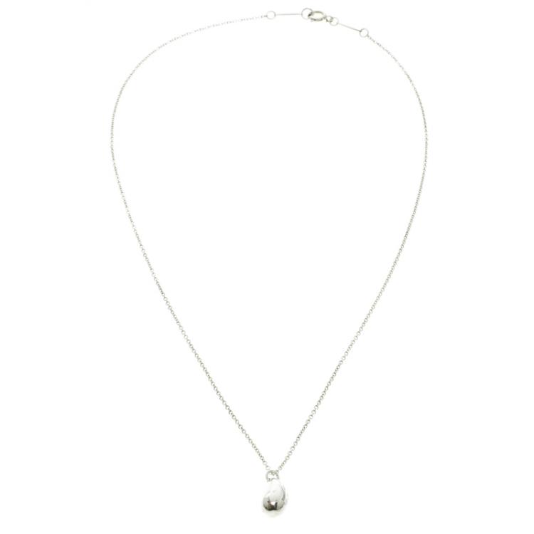 Pre Owned Tiffany Elsa Peretti Teardrop Silver Pendant Chain Necklace
