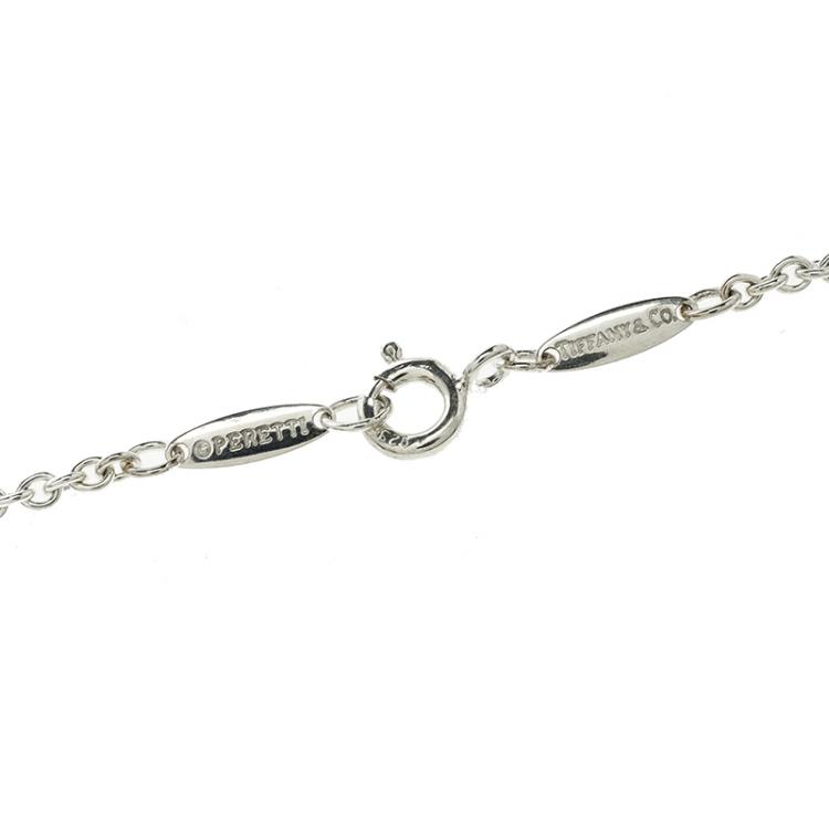 Pre Owned Tiffany & Co. Elsa Peretti Bottle Open Bottle Silver Pendant Necklace