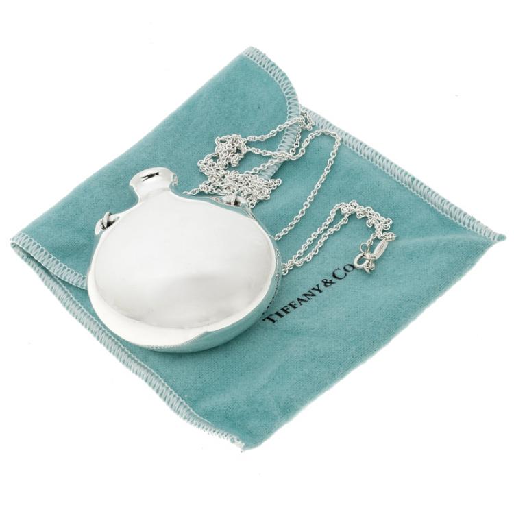 Pre Owned Tiffany & Co. Elsa Peretti Bottle Open Bottle Silver Pendant Necklace
