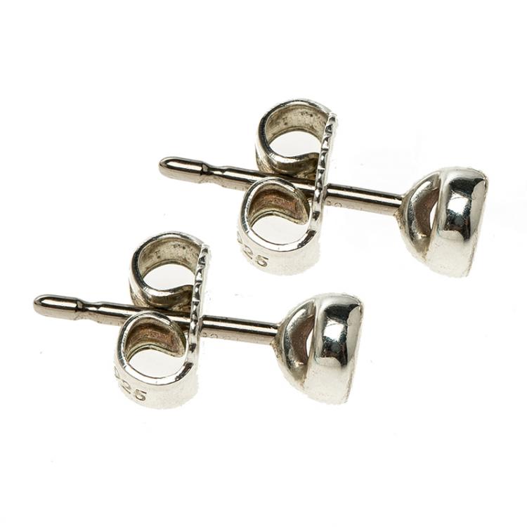 Pre Owned Tiffany & Co. Elsa Peretti Color By The Yard Pink Sapphire Silver Stud Earrings 