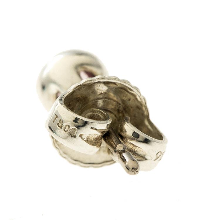 Pre Owned Tiffany & Co. Elsa Peretti Color By The Yard Pink Sapphire Silver Stud Earrings 