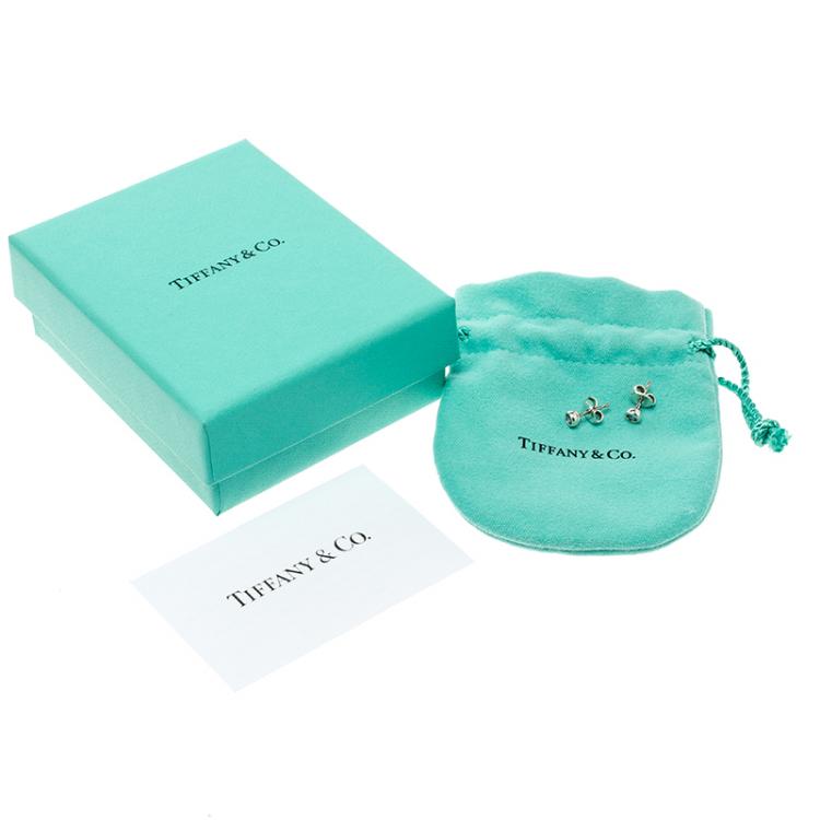 Pre Owned Tiffany & Co. Elsa Peretti Color By The Yard Pink Sapphire Silver Stud Earrings 