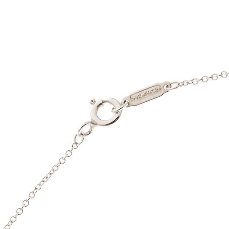 Pre Owned Tiffany & Co. Return to Tiffany Mini Double Heart Tag Pink Enamel Silver Pendant Necklace