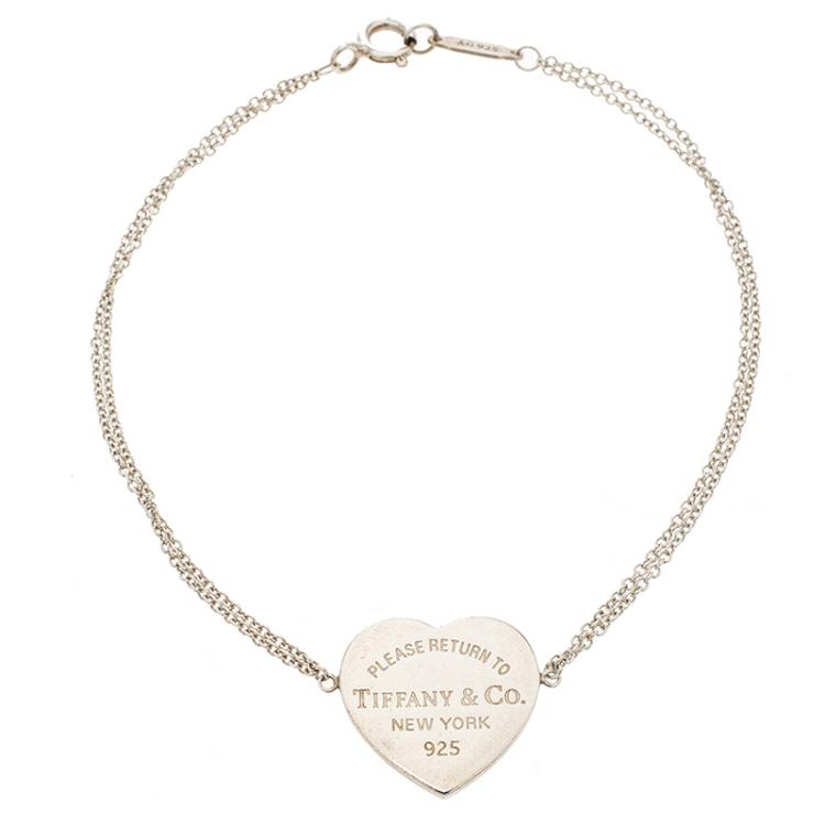 Pre Owned Tiffany & Co. Return To Tiffany Heart Tag Silver Chain Bracelet