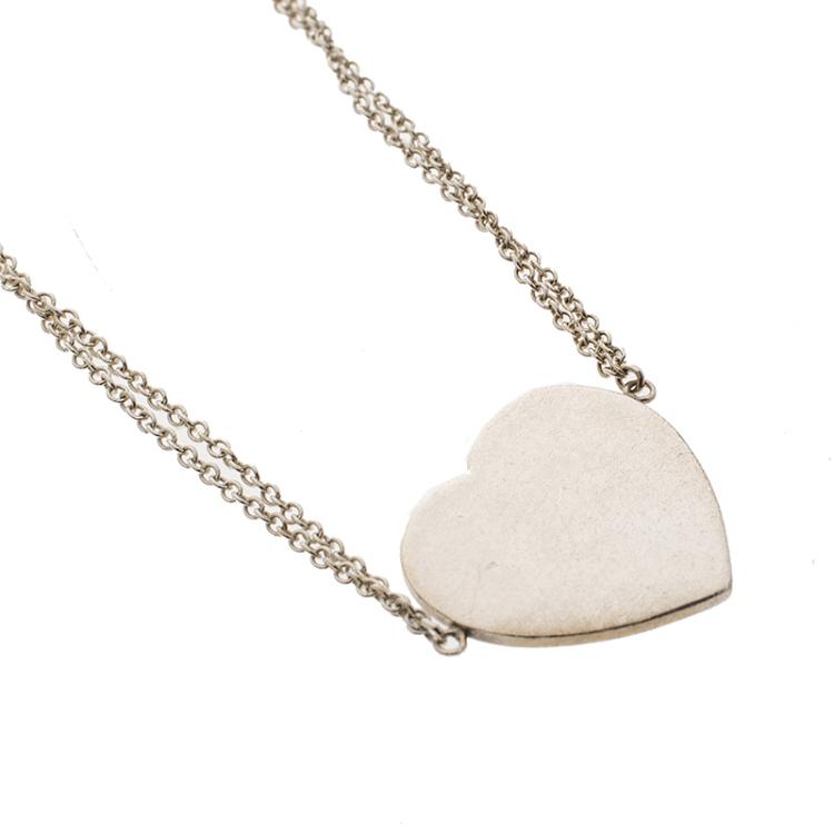 Pre Owned Tiffany & Co. Return To Tiffany Heart Tag Silver Chain Bracelet