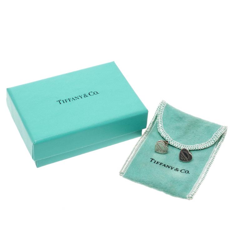 Pre Owned Tiffany & Co. Return To Tiffany Mini Heart Tag Silver Stud Earrings