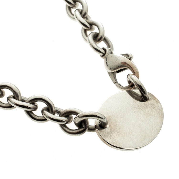 Pre Owned Tiffany & Co. Return to Tiffany Oval Tag Silver Choker Necklace