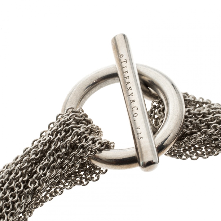 Pre Owned Tiffany & Co. Mesh Heart Silver Necklace Bracelet