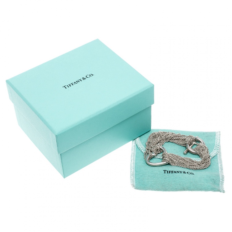 Pre Owned Tiffany & Co. Mesh Heart Silver Necklace Bracelet