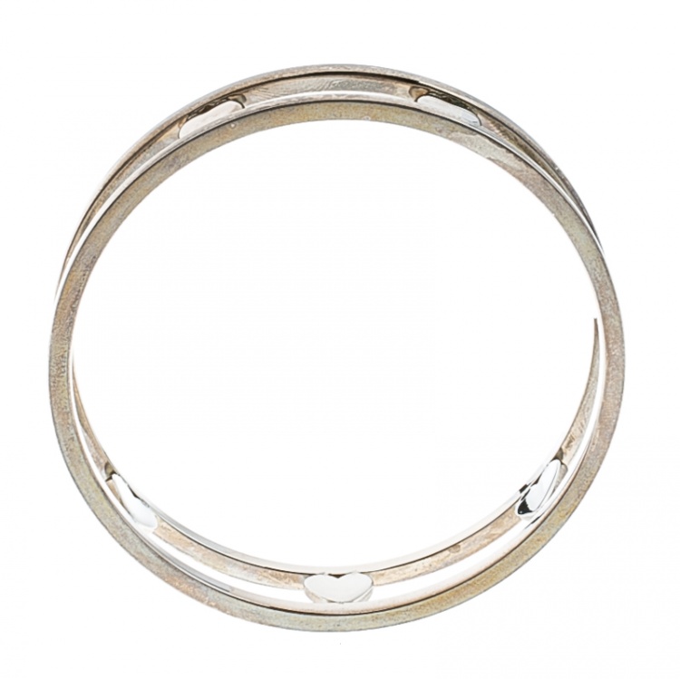 Pre Owned Tiffany & Co. Open Heart Silver Wide Bangle Bracelet