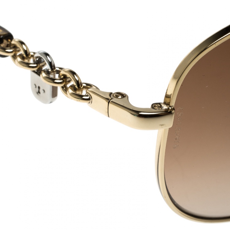 Pre Owned Tiffany & Co. Gold Plated/ Brown Gradient TF3034 Aviator Sunglasses