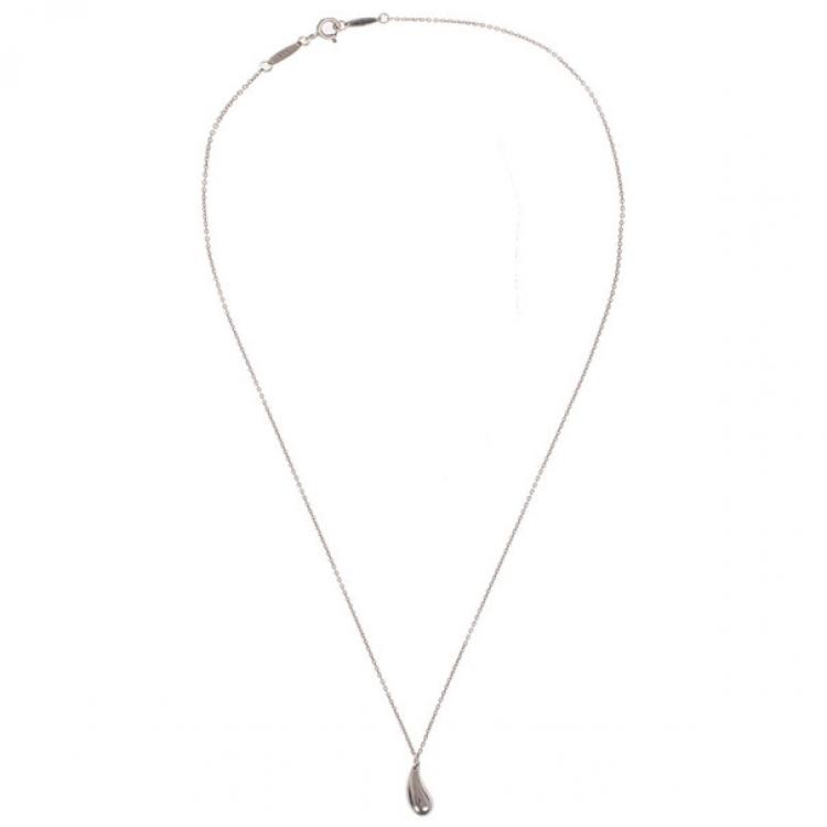 Pre Owned Tiffany & Co. Silver Elsa Peretti Teardrop Pendant Necklace