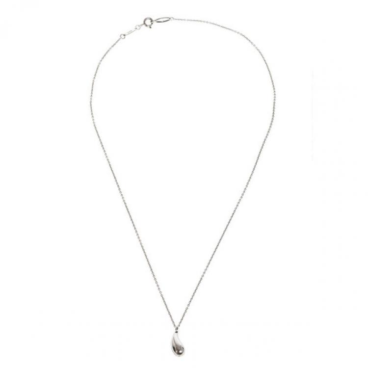 Pre Owned Tiffany & Co. Silver Elsa Peretti Teardrop Pendant Necklace