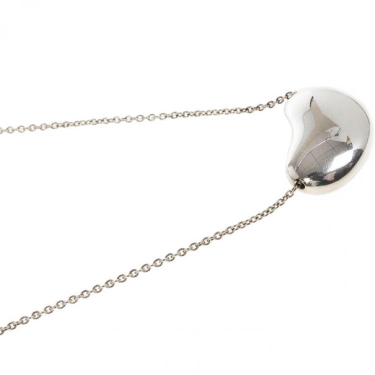 Pre Owned Tiffany & Co. Elsa Peretti Bean Silver Pendant Necklace