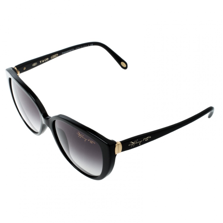 Pre Owned Tiffany & Co. Black/Graduated Grey TF4082 Cat Eye Sunglasses