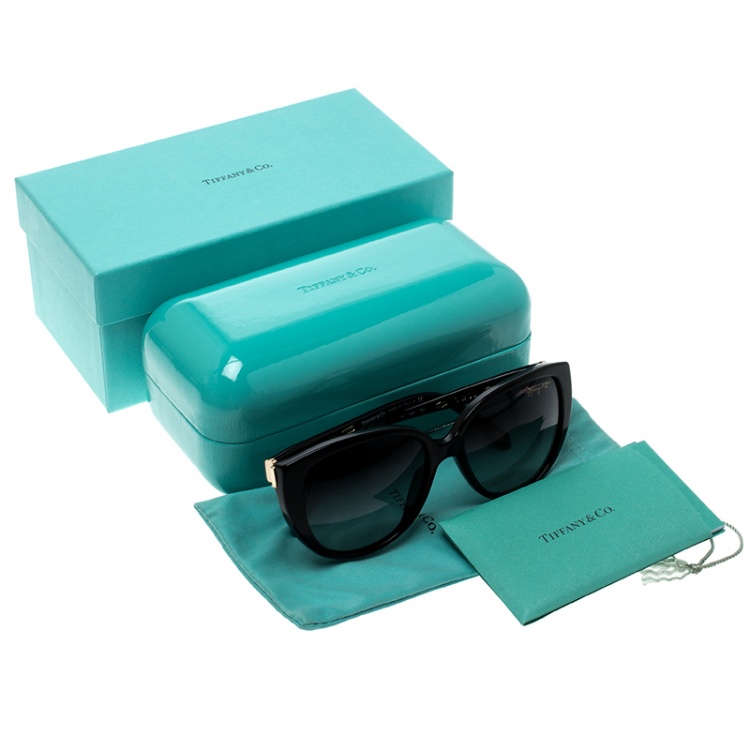 Pre Owned Tiffany & Co. Black/Graduated Grey TF4082 Cat Eye Sunglasses