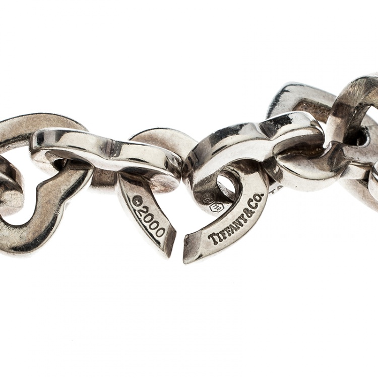 Pre Owned Tiffany & Co. Heart Link 18k yellow gold & Silver Bracelet 17 cm