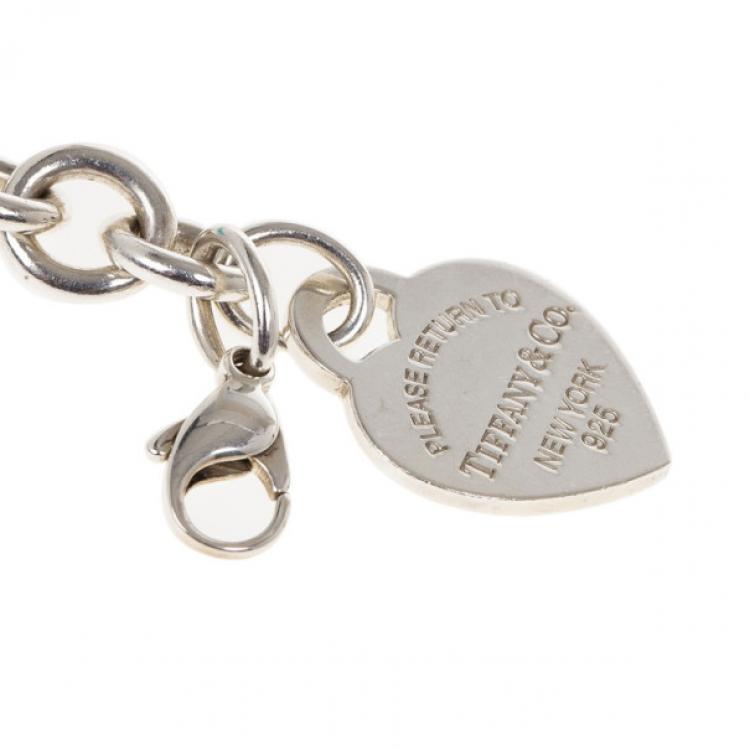 Pre Owned Tiffany & Co. Return To Tiffany Heart Tag Charm Silver Bracelet 18CM