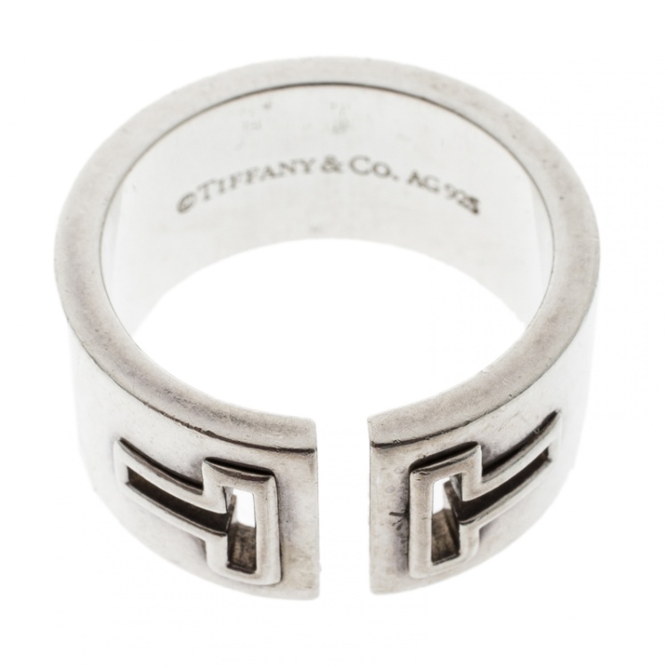 مملوكة مسبقًا Tiffany & Co. T Cutout Silver Open Band Ring Size 58