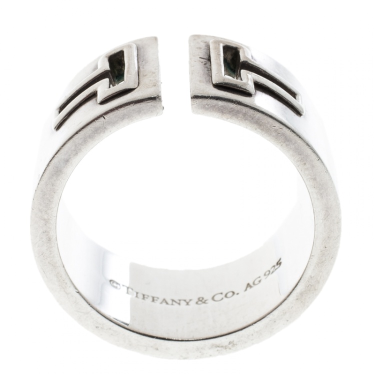 مملوكة مسبقًا Tiffany & Co. T Cutout Silver Open Band Ring Size 58