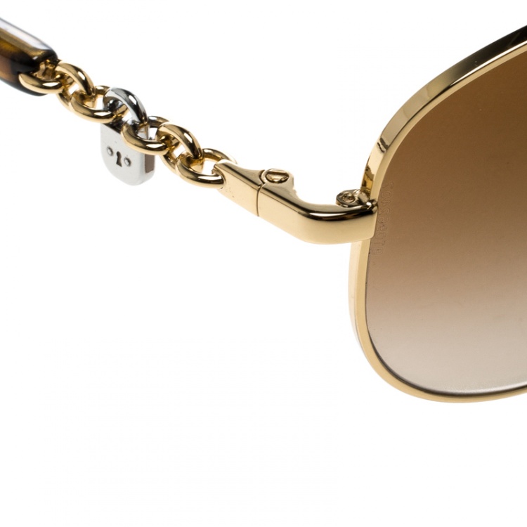 Pre Owned Tiffany & Co. Gold/Brown Gradient TF3034 Aviator Sunglasses