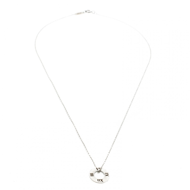 Pre Owned Tiffany & Co. Atlas Pierced Silver Pendant Necklace