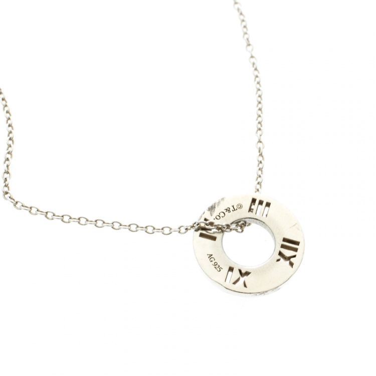 Pre Owned Tiffany & Co. Atlas Pierced Silver Pendant Necklace