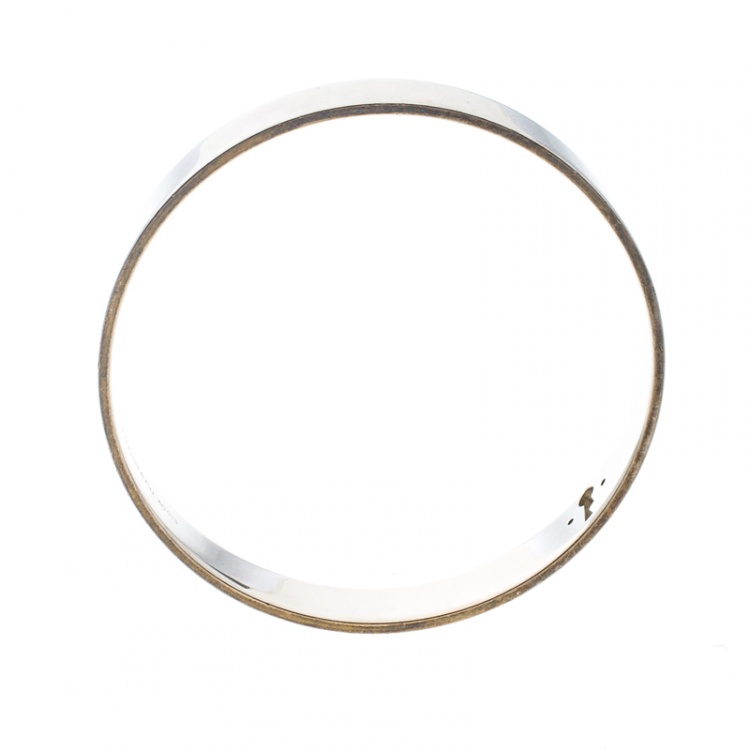 Pre Owned Tiffany & Co. Tiffany Locks Diamond & Silver Bangle Bracelet 18cm