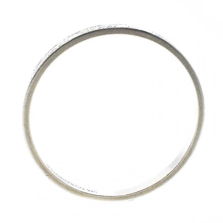 Pre Owned Tiffany & Co. Notes Engraved Silver Bangle Bracelet 19cm