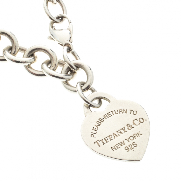 Pre Owned Tiffany & Co. Return To Tiffany Enamel Heart Tag Silver Bracelet 18cm