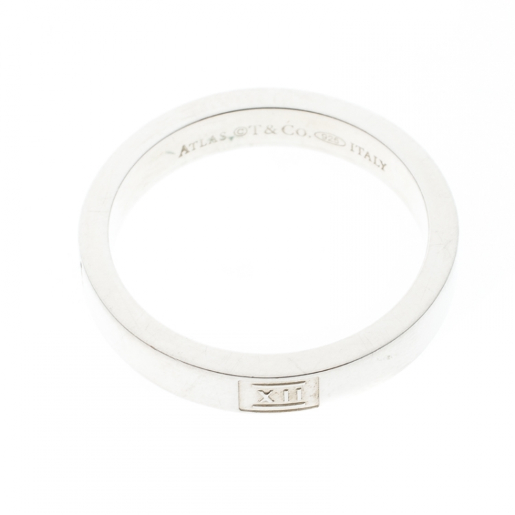 Pre Owned Tiffany & Co. Atlas Silver Band Ring Size 55