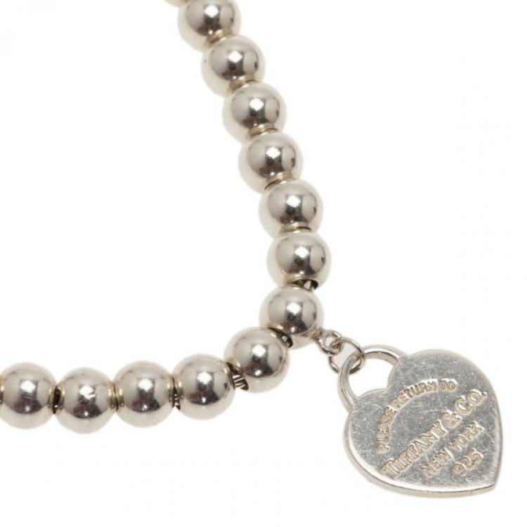Pre Owned Tiffany & Co. Return To Tiffany Silver Bead Bracelet 17.5CM