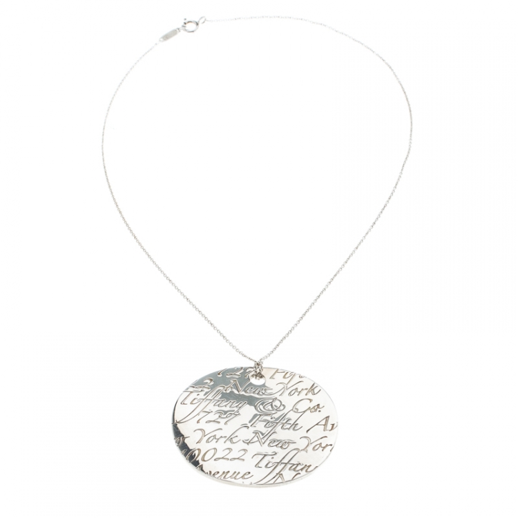 مملوكة مسبقًا Tiffany & Co. Tiffany Notes Silver Round Pendant Necklace