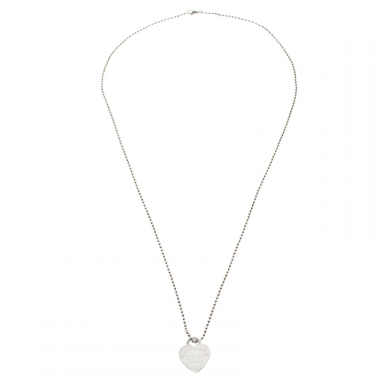 Pre Owned Tiffany & Co. Return To Tiffany Heart Tag Silver Pendant Necklace
