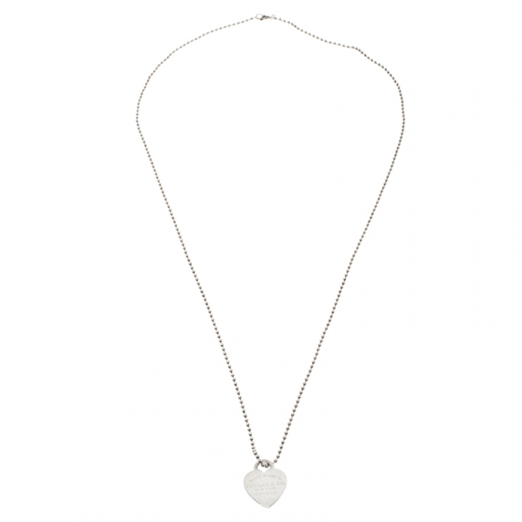 Pre Owned Tiffany & Co. Return To Tiffany Heart Tag Silver Pendant Necklace