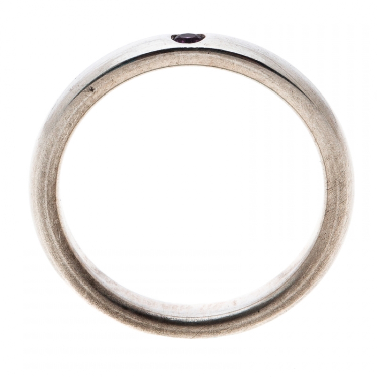 Pre Owned Tiffany & Co. Elsa Peretti Pink Sapphire Silver Band Ring Size 50