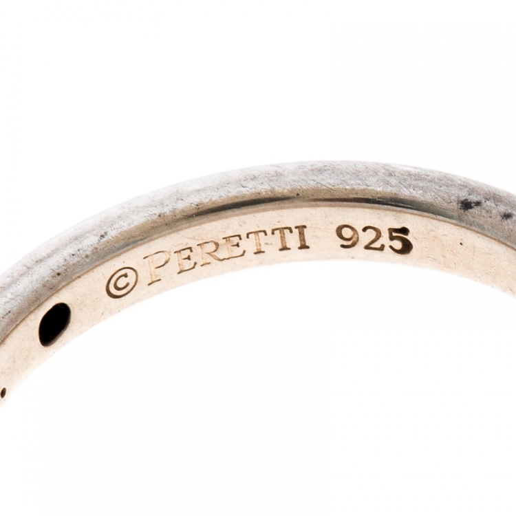 Pre Owned Tiffany & Co. Elsa Peretti Pink Sapphire Silver Band Ring Size 50